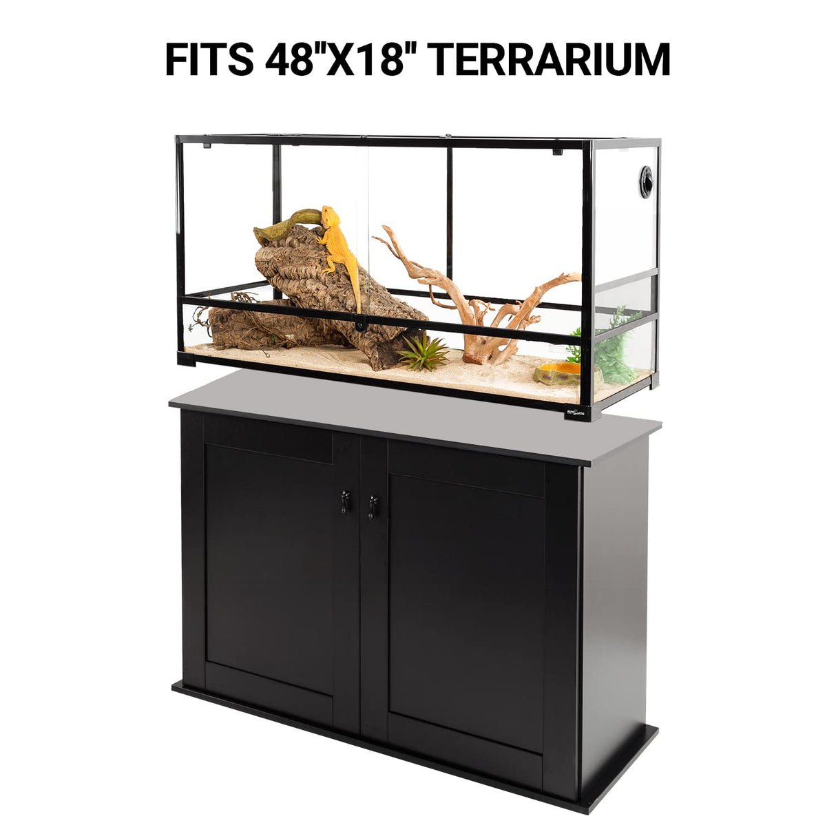 REPTI ZOO Reptile Aquarium Terrarium Wooden Stand and Cabinet with Adjustable Shelf for 48L x 18W inch Amphibian/Fish Sea Salt Water Tank Terrarium(Cabinet Only) REPTI ZOO