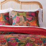 Greenland Home Jewel 100% Cotton Kantha Quilted Reversible Bedding Set, Twin (2 Piece), Red Greenland Home Fashions