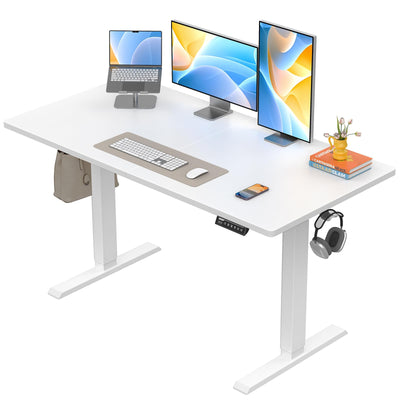 ErGear Electric Standing Desk, 48 x 24 inch Height Adjustable Sit Stand Up Desk, Computer Home Office Desk with 4 Memory Height Buttons, Two Pieces Desktop, White, EGESD110W