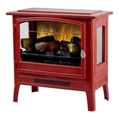 Country Living Infrared Freestanding Electric Fireplace Stove Heater in Deep Red | Provides Supplemental Zone Heat with Remote, Multiple Flame Colors, Metal Design with Faux Wooden Logs Country Living