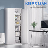 DNA MOTORING 71'' Metal Storage Cabinet, Locking Tool Cabinet with 5 Adjustable Shelves, Heavy Duty Metal Locker for Garage,Office,Home,Gym,White, TOOLS-00632-WH-WH-A DNA MOTORING