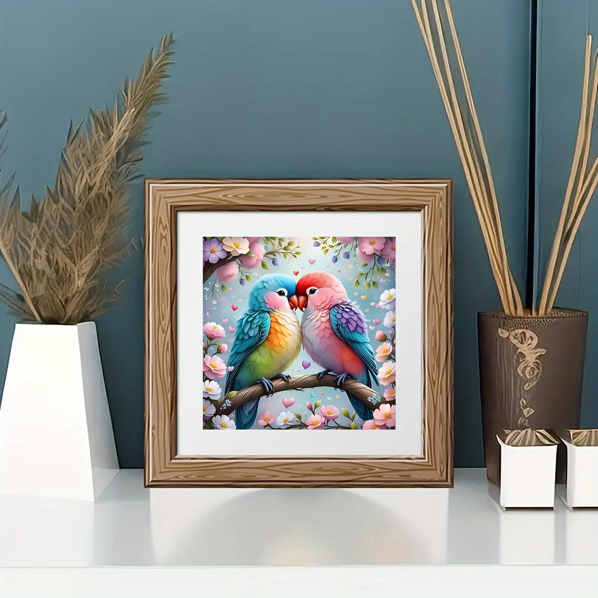 wavaiov 5D Diamond Painting Kits for Adult Beginners, Two Birds on a Branch Diamond Art Kits,DIY Full Drill Floral Diamond Dot Gem Art for Home Decor 11.8 x 11.8 Inch wavaiov