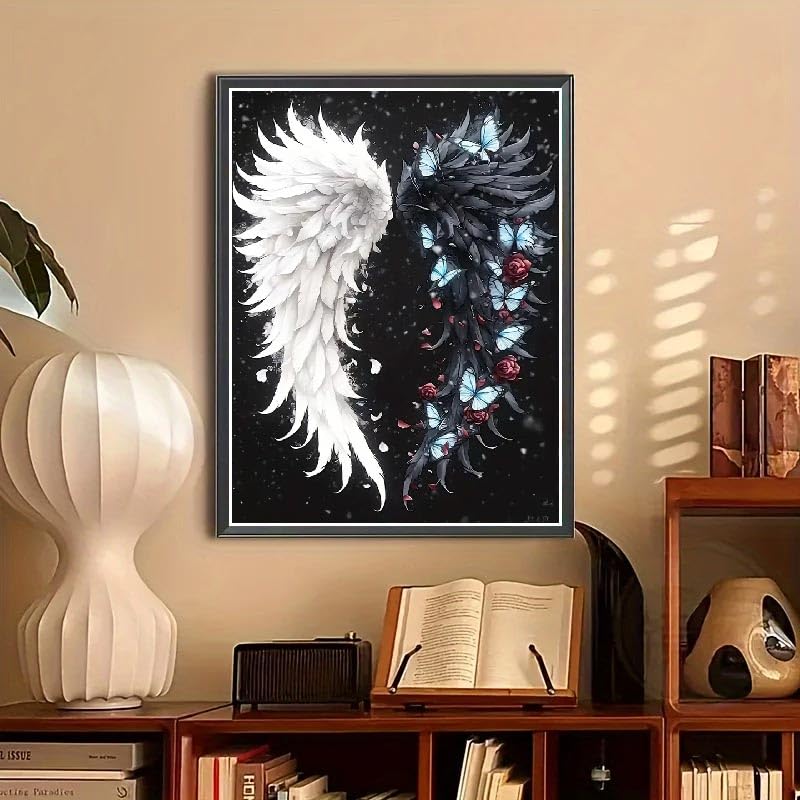 STGLCR 5D Angel Wings Diamond Painting Kits for Adults,Colourful Angel Wings Diamond Art Kits for Adult,DIY Full Drill Diamond Dot Gem Art Kits for Adults Beginners,Wall Home Decor 12 X 16inch STGLCR
