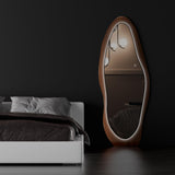 osemy 67"x 26" Wood LED Full Length Mirror with Lights Irregualr Wavy Full Body Mirror Shatter-Proof Hanging/Leaning Wall Mounted Walnut Wooden Framed Mirror for Dressing Bedroom Living Room osemy