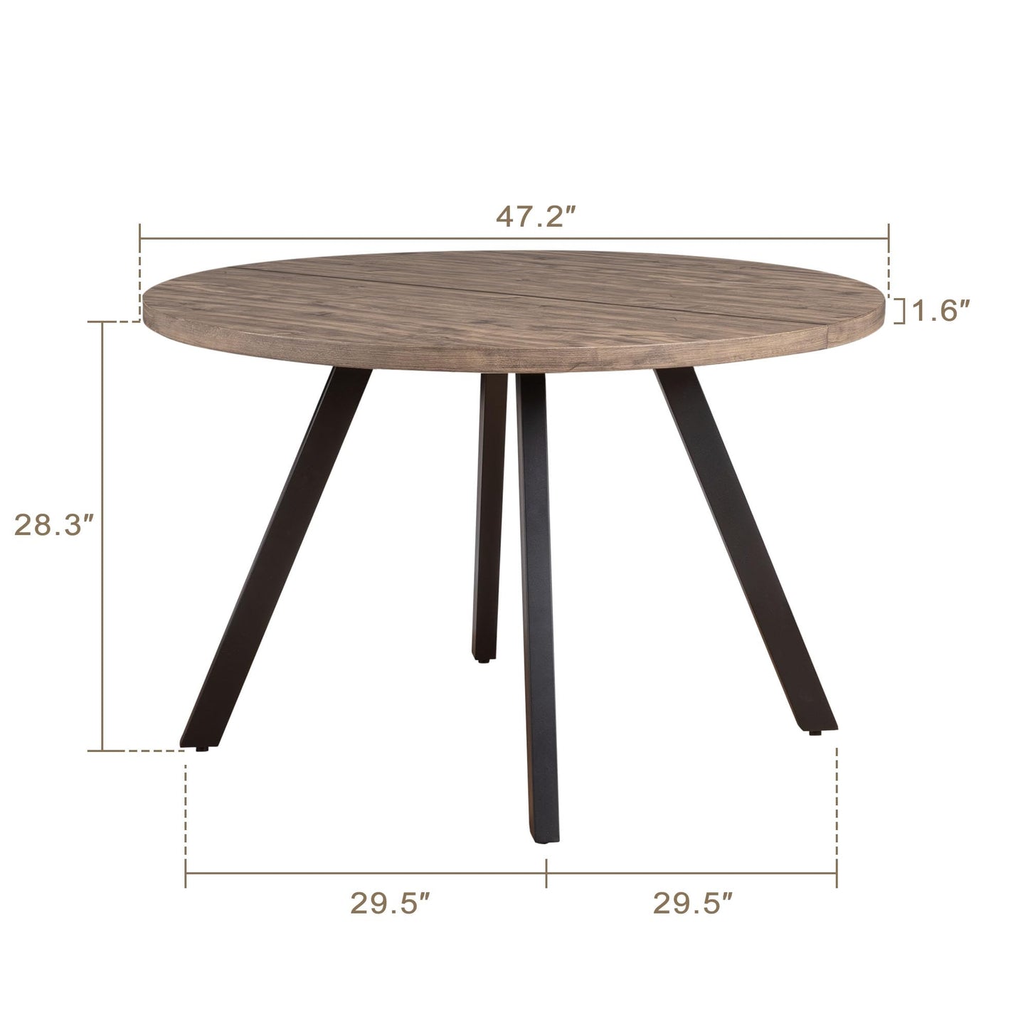 SIMTONAL Round Wood Dining Table for 4-6, 47" Mid Century Modern Kitchen Table (Only Table), Brown - WoodArtSupply