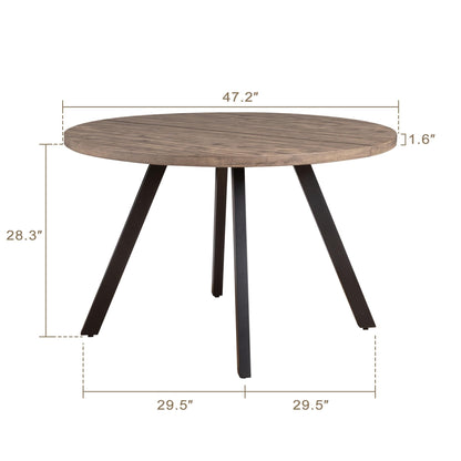 SIMTONAL Round Wood Dining Table for 4-6, 47" Mid Century Modern Kitchen Table (Only Table), Brown - WoodArtSupply