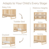dadada Baby’s 3-in-1 Austin Convertible Crib - Newborn Essentials Baby Bed Fits Standard Crib Mattress - Adjustable Bed Base - Natural dadada
