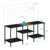 50 inch TV Stand 3 Tier Entertainment Center with Storage Shelves Small Tall Television Console Table with Metal Frame, Industrial TV Cabinet for Living Room Bedroom, Black BTY