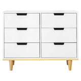 DaVinci Marley 6-Drawer Double Dresser in White Finish and Natural Legs DaVinci