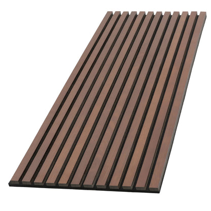 Acoustic Wood Slat Wall Panels with Foam for Interior Wall Decor | Soundproof Wall Panels | 3D Slat Wood Wall Panels | Bedroom Sound Absorption | 43.3”x 18.9”Each | Natural Walnut (Oil Painted)-2PCS