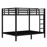 Metal Full Over Full Bunk Bed for Kids,Heavy Duty Adults Bunk Beds with Guardrail & Ladders,Full Size Bunk Beds for Teens,Adults,Black Bellemave