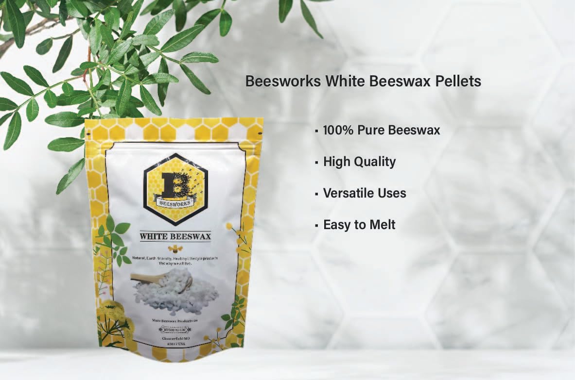 White Beeswax Pellets (1 lb) | 100% Pure, Cosmetic Grade, Triple-Filtered Beeswax for DIY Skin Care, Lip Balm, Lotion, and Candle Making BEESWORKS