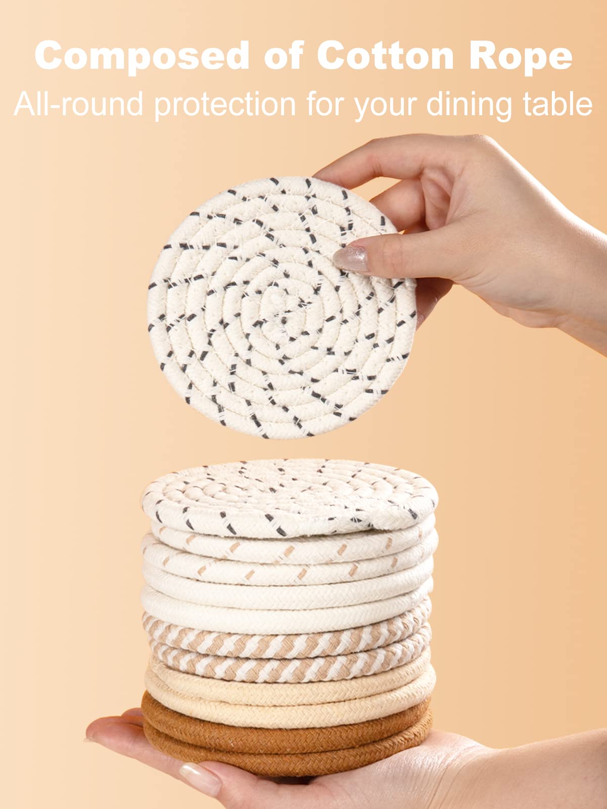 Coasters for Drinks & Water Hyacinth Storage Basket Set- 6 Styles 12 Pcs Boho Absorbent Coasters for Coffee Table, Large Hand Woven Wicker Basket for Home Decor ANPHSIN