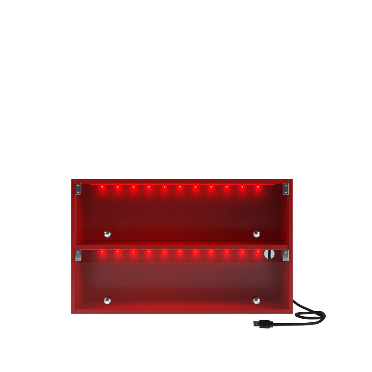 CHF DPT Red LED Shoe Case with Sliding Glass Doors and LED Lights for up to 6 Pairs of Sneakers, Sneaker Case for Sneakerheads, Stackable and Wooden Shoe Rack CHF DPT