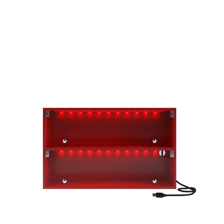 CHF DPT Red LED Shoe Case with Sliding Glass Doors and LED Lights for up to 6 Pairs of Sneakers, Sneaker Case for Sneakerheads, Stackable and Wooden Shoe Rack CHF DPT