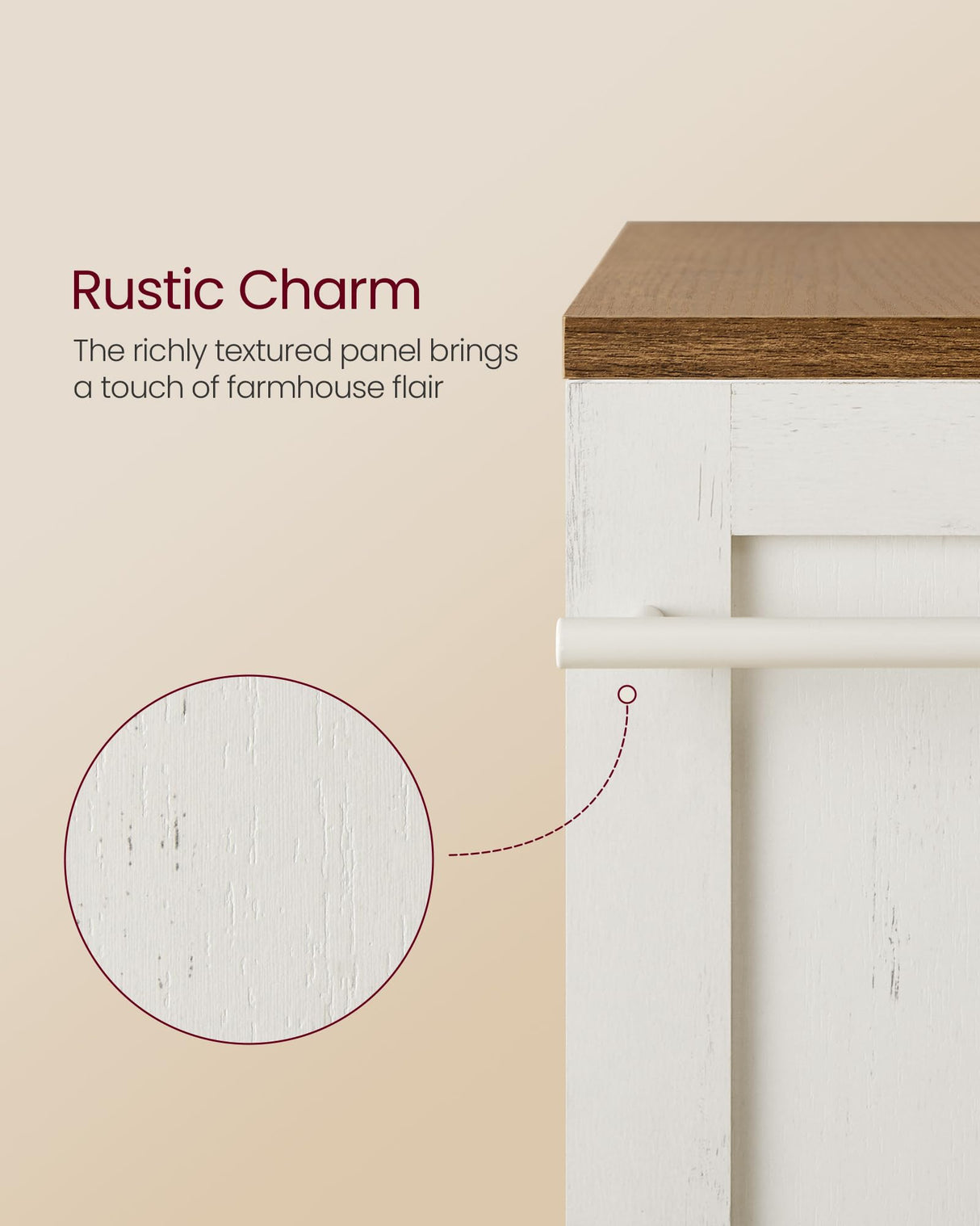 VASAGLE 4-Tier Slide-Out Storage Cart, Slim Kitchen Cart for Small Spaces, with Wheels, Handle, Bathroom, Laundry Room, 5.9 x 17 x 34.1 Inches, Rustic White and Honey Brown ULRC050K01 VASAGLE