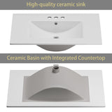 OLD CAPTAIN Bathroom Vanity with Ceramic Sink, 30" Freestanding Bathroom Cabinet Vanity with Storage, Quick Assembly Bathroom Vanity, Blue OLD CAPTAIN