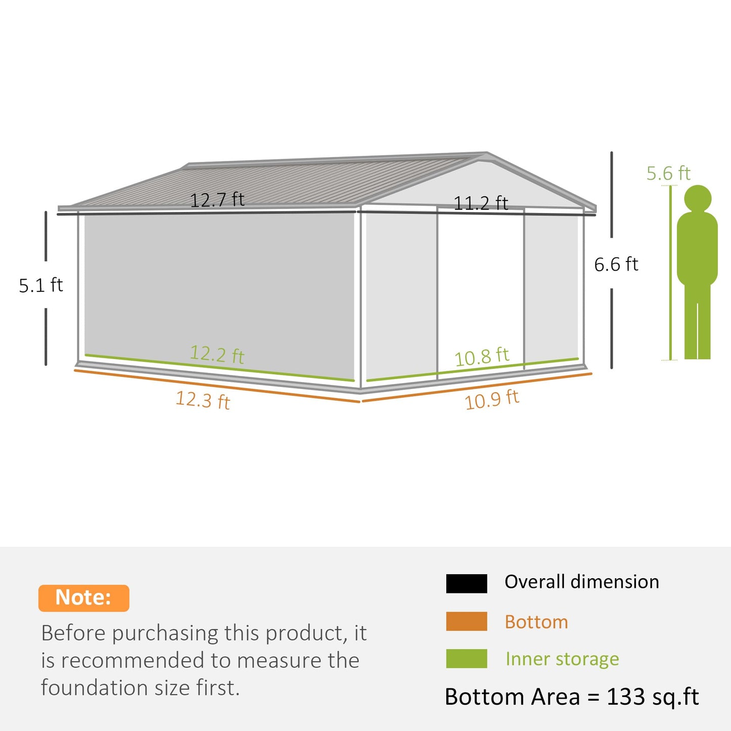 Outsunny 11' x 13' Outdoor Storage Shed, Garden Tool House with Foundation Kit, 4 Vents and 2 Easy Sliding Doors for Backyard, Patio, Garage, Lawn, Light Gray - WoodArtSupply