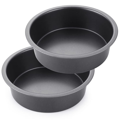 HONGBAKE Round Cake Pan Set for Baking, 8 Inch, Nonstick Deeper Circle Cake Pans with Wider Grips, 2 Pieces Layer Cake Tin, Cheesecake Mold, Huty Duty, Dishwasher Safe - Grey