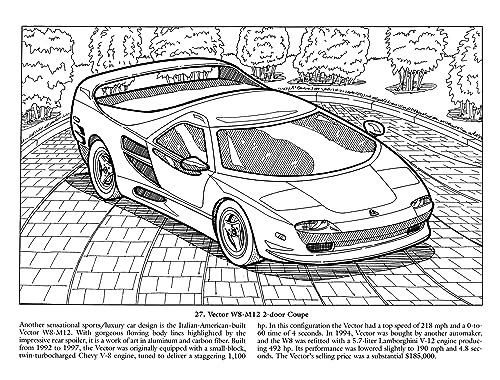 Luxury Cars Coloring Book (Dover Planes Trains Automobiles Coloring) Dover Publications