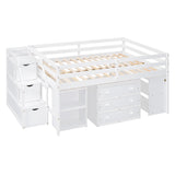 Full Size Low Loft Bed with Storage and Rolling Desk by Harper & Bright Designs Harper & Bright Designs