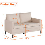 AILEEKISS 51" W Loveseat Sofa Modern Upholstered Sofas Couch with 2 Pillows Linen Fabric Comfy Love Seats Couches for Living Room, Bedroom, Apartment and Small Space (Cream-White) AILEEKISS