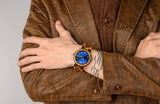 BOBO BIRD Week and Date Multi-Functional Display Men's Zebra Wooden Quartz Watch Lightweight Handmade Casual Wristwatches with Gift Box (Blue Dial) BOBO BIRD