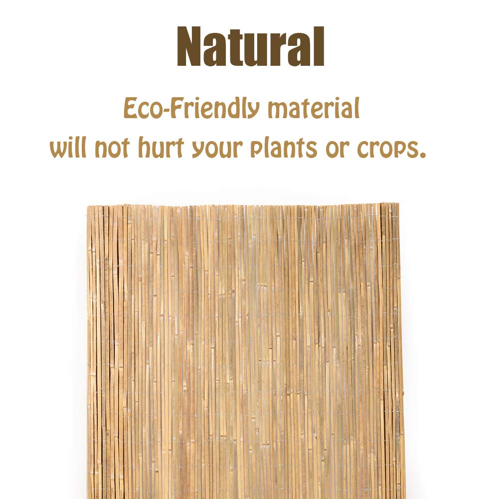 Mininfa Natural Bamboo Slat Screening, Eco-Friendly Privacy Slat Fence, Bamboo Screen Panel Roll for Balcony or as Wind and Sight Protection (1.2m x 4m) Mininfa