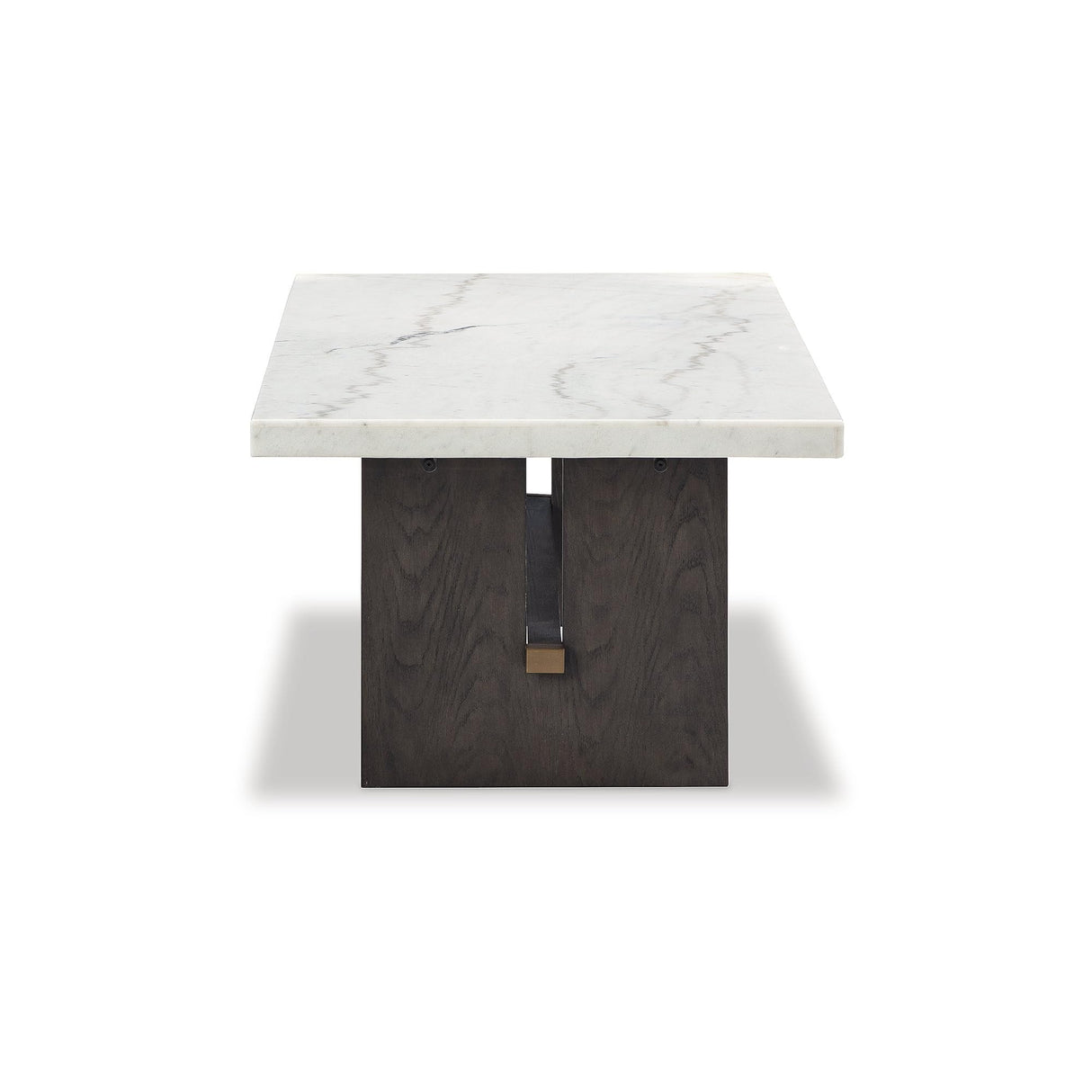 Signature Design by Ashley Burkhaus Traditional Rectangular Coffee Table with Marble Tabletop, Dark Brown & White Signature Design by Ashley