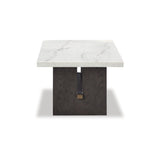 Signature Design by Ashley Burkhaus Traditional Rectangular Coffee Table with Marble Tabletop, Dark Brown & White Signature Design by Ashley