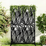 Fulocseny Metal Privacy Screens 72" H Outdoor and Indoor Leaf Pattern Room Divider Privacy Screens Panels for Living Room Balcony Patio Garden (Black Fulocseny