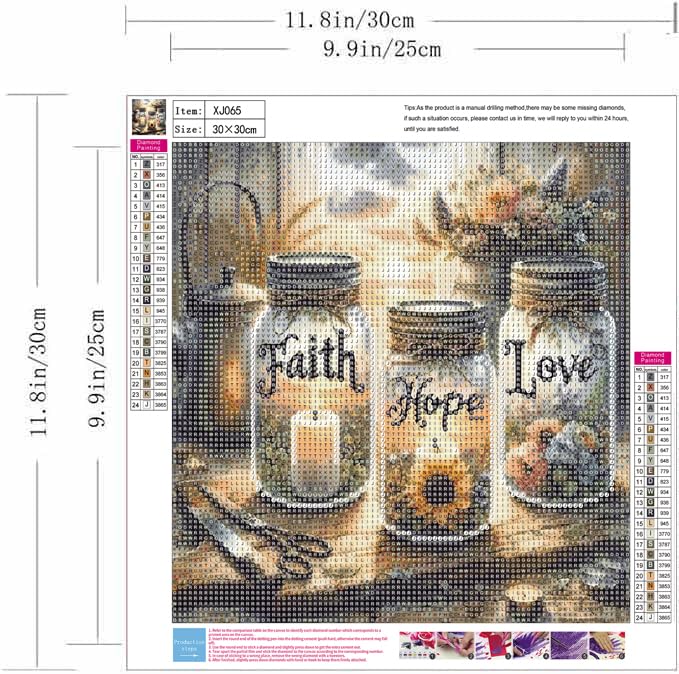 ZQEATRY 5D Diamond Painting Kits for Beginner,Faiths,Hope,Love Wishing Bottle Diamond Art kit for Adults,DIY Diamond Dots with Diamond Gem Art and Crafts for Adults Home Wall Decor 11.8x11.8inch ZQEATRY