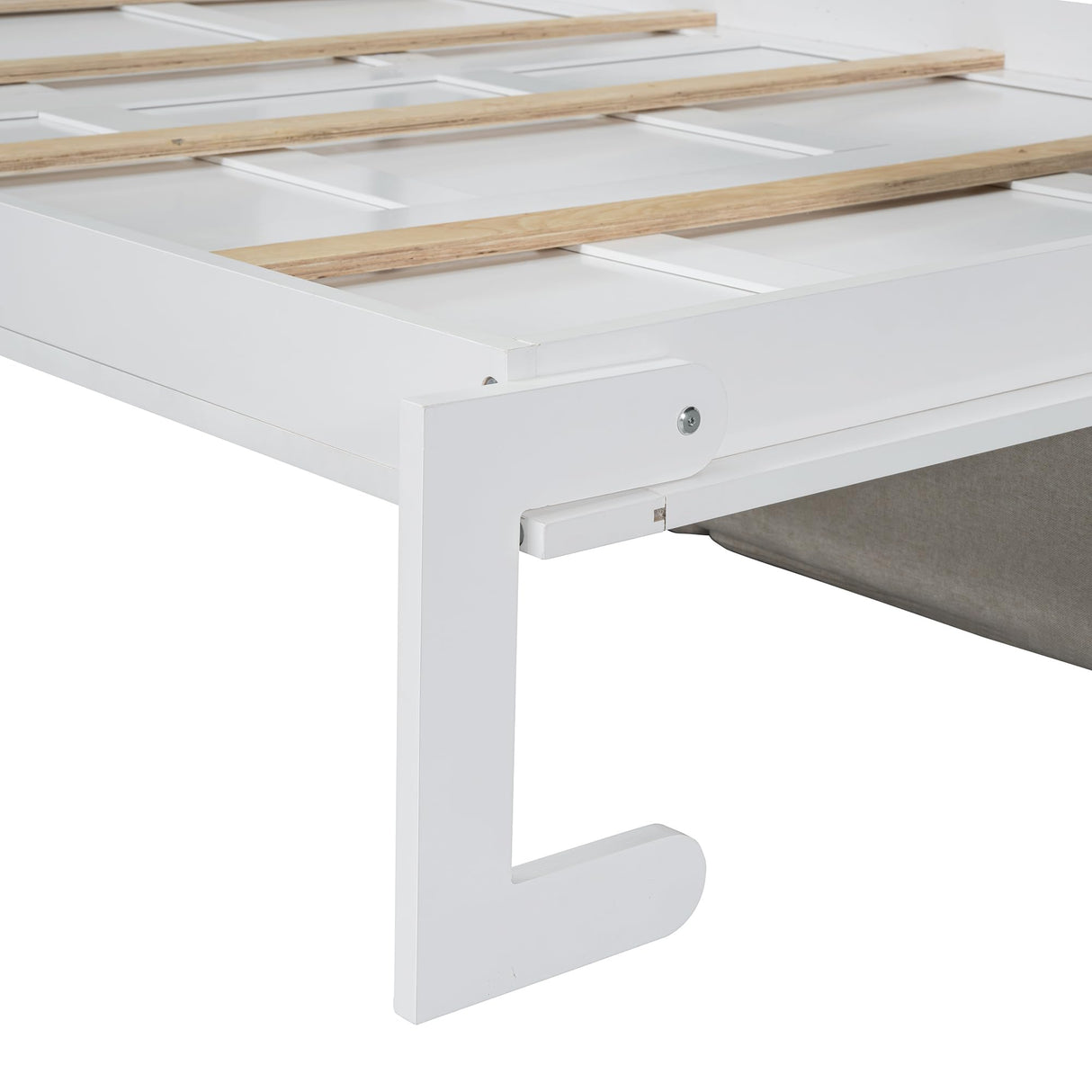 Linique Queen Size Murphy Bed with Sofa and Top Shelf, Horizontal Wall Bed, Versatile Convertible Wooden Bed Frame White, 93.3"x86.2" Linique