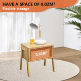 KKTONER Modern Bamboo Nightstands End Tables Bedroom with Storage Small Bedside Table for Living Room Office (Natural) KKTONER