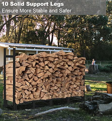 Khordin 8ft Firewood Rack Outdoor Adjustable Heavy Duty Wood Rack Fire Wood Holder for Indoor Storage Fireplace Metal Lumber Organizer Wood Stand Khordin