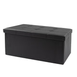 xupersodys 30 Inches Folding Storage Ottoman Bench, Faux Leather Footrest Ottoman, Storage Trunk Footrest for Bedroom, Living Room and Hallway, Support 350lbs, Black Black line xupersodys