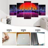 10 Pack Art Acoustic Panels Retro synthwave vaporwave skyline landscape at night sun Decorative Sound Absorbing Wall Panel Self-Adhesive Noise Canceling Soundproof Padding for Home 80" x 40" PZWKJOILPQ