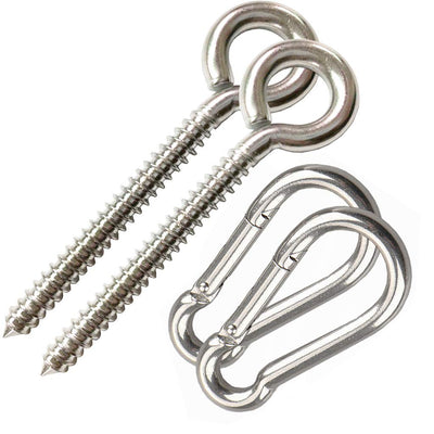 AIVOOF Hammock Hanging Kit, Heavy Duty Swing Hangers Eye Hooks for Hanging Swing Stainless Steel Hammock Hook Carabiner Set 800LB Capacity Swing Hardware for Yoga Hammock Swing Chair Indoor Outdoor