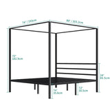 YITAHOME Metal Four Poster Canopy Bed Frame 14 Inch Platform with Built-in Headboard Strong Metal Slat Mattress Support, No Box Spring Needed, Black, King Size YITAHOME