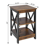 Convenience Concepts Oxford End Table with Shelves, Barnwood/Black Convenience Concepts