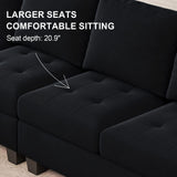 Belffin Velvet U Shaped Sectional Sofa Couch with Storage Ottoman Convertibel Sectional Sofa with Reversible Chaises Black Belffin
