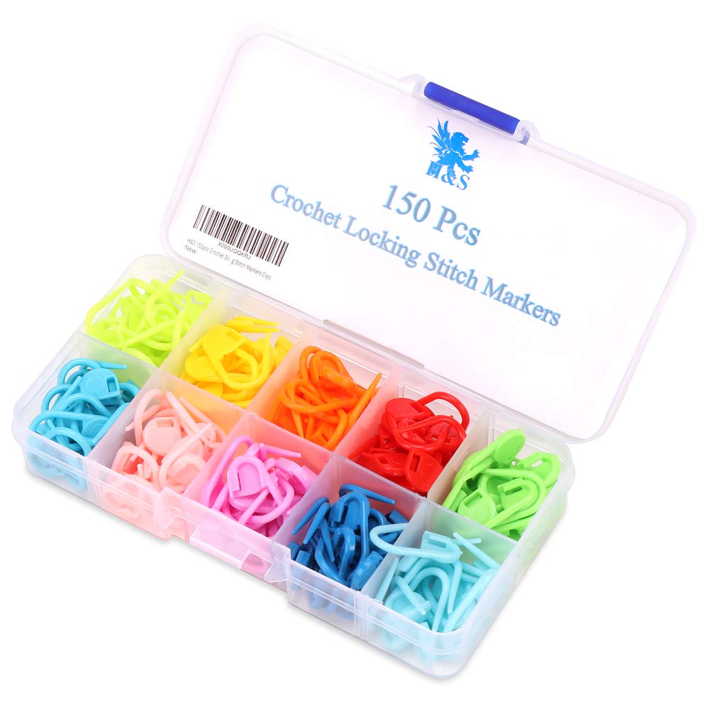 H&S 150pcs Crochet Stitch Marker Knitting Crochet Locking Stitch Markers Clips H&S