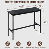 Rongbuk 44.5" Bar Table,Pub Table with Adjustable Feet Floor Protector, Narrow Rectangular Dining Table, Kitchen Counter Table, High Top MDF Table,Sofa Table with Sturdy Metal Legs,Black Rongbuk