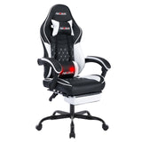 Ergonomic Video Gamer Chairs,Computer Gaming Chairs with Massage Lumbar Support and footrest,Racing Style Computer Chair Adjustable Headrest for Adults,Blackwhite NIONIK