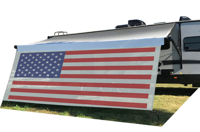 Tentproinc RV Awning Sun Shade Screen 8' X 15' 3'' (American Flag) Gray Mesh Sunshade Camper Trailer Awning Shade Screen UV Blocker Completed Kits