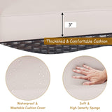 Tangkula 3 Pieces Patio Furniture Set, Outdoor Rattan Sofa and Side Table w/Solid Acacia Wood Frame, High Load Bearing Conversation Bistro Set w/Washable and Removable Cushions (Beige) Tangkula