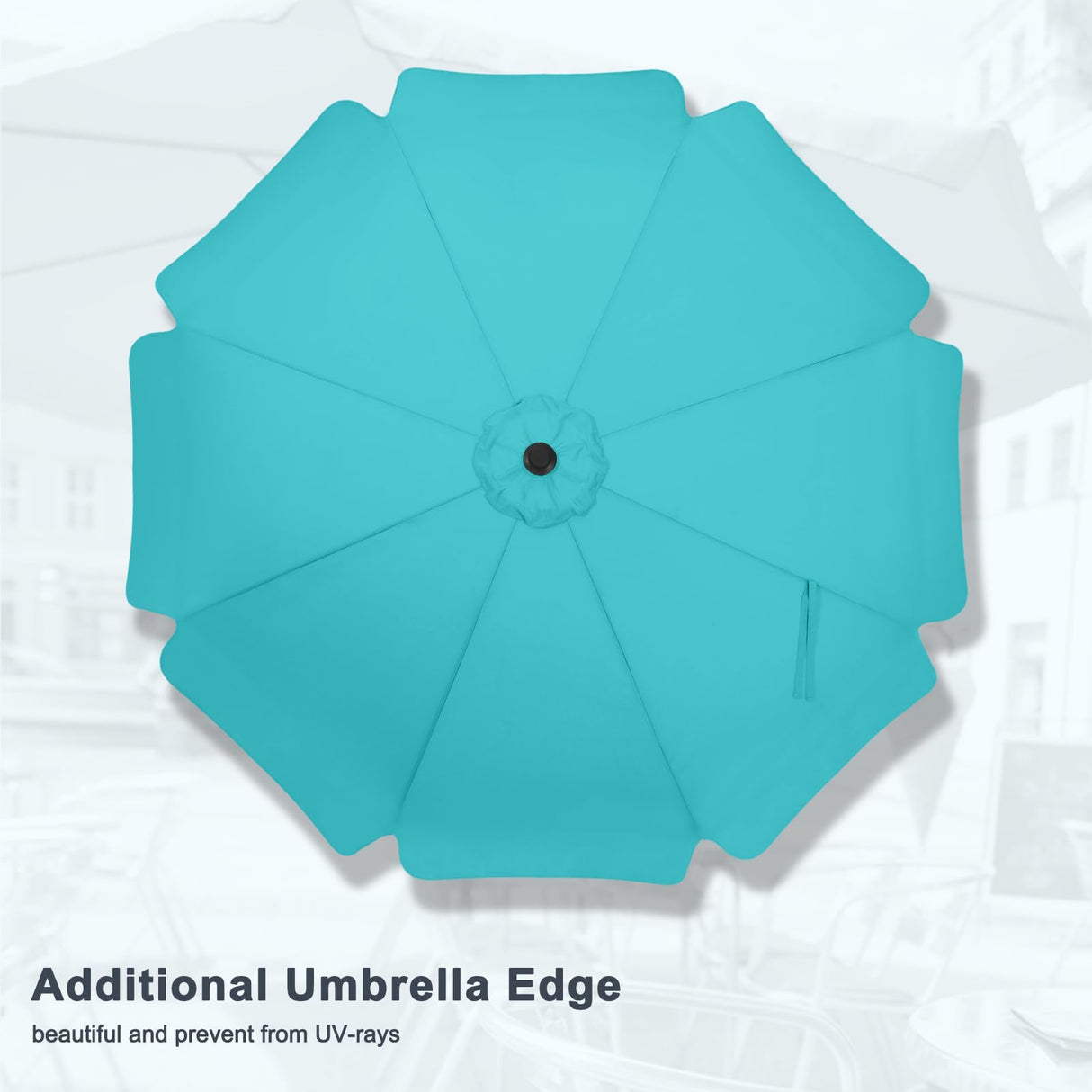 MASTERCANOPY Valance Patio Umbrella for Outdoor Table Market -8 Ribs (9ft, Turquoise) MASTERCANOPY