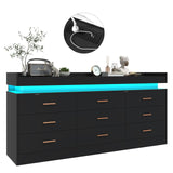 jiteentarou Drawer Dresser with Charging Station and LED Lights, Modern Chest of Drawers with Power Outlet, Organizer Cabinet for Bedroom, Living Room, Entryway(Black) jiteentarou