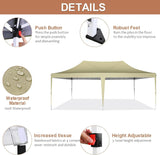 COBIZI 10x20 Pop Up Canopy Tent with Sidewalls,Party Tent Outdoor Gazebos, Waterproof & UV50+,3 Adjustable Heights,Higher Frame Design - Extra Tall for Parties Backyard,Weddings,Markets,(Khaki) COBIZI