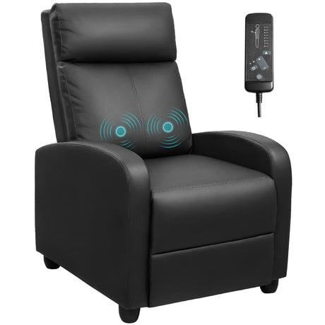 Devoko Massage Recliner Chair Home Theater Seating Pu Leather Modern Living Room Chair Furniture with Padded Cushion Reclining Sofa Chairs (Black) Devoko